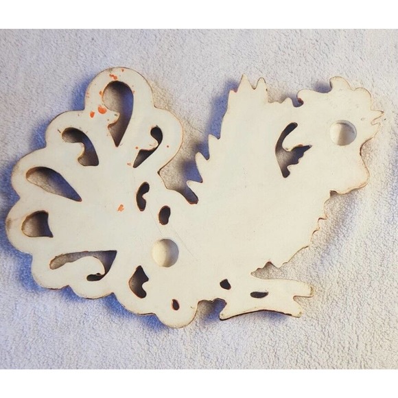VTG MCM Plaster Fighting Rooster Wall Decor Plaster Plaque Red Gold Drip Glaze - Picture 8 of 9